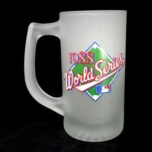 1 Vtg MLB Oakland Athletics World Series 1988 A's Frosted Glass Beer Mug 2Avilbl